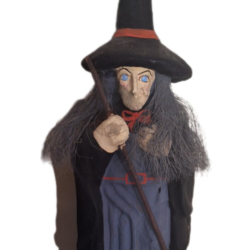 Vintage Large Paper Mache Witch Halloween Decor 26" Tall *Read*